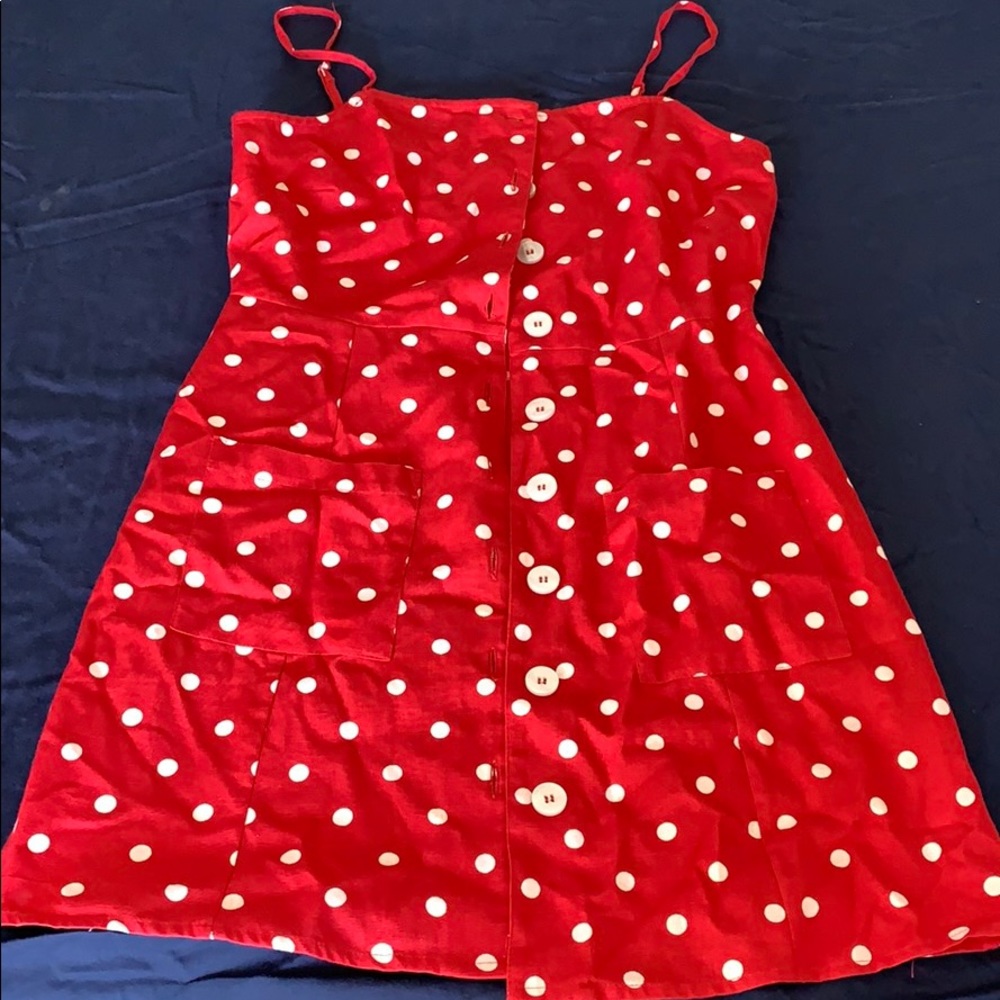 Red polka dot summer dress